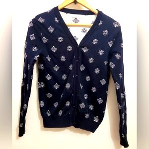Octave Navy & White Cotton Cardigan
